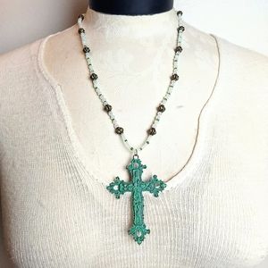 Piece #254 "Hymnal" Rustic Western Cross Necklace